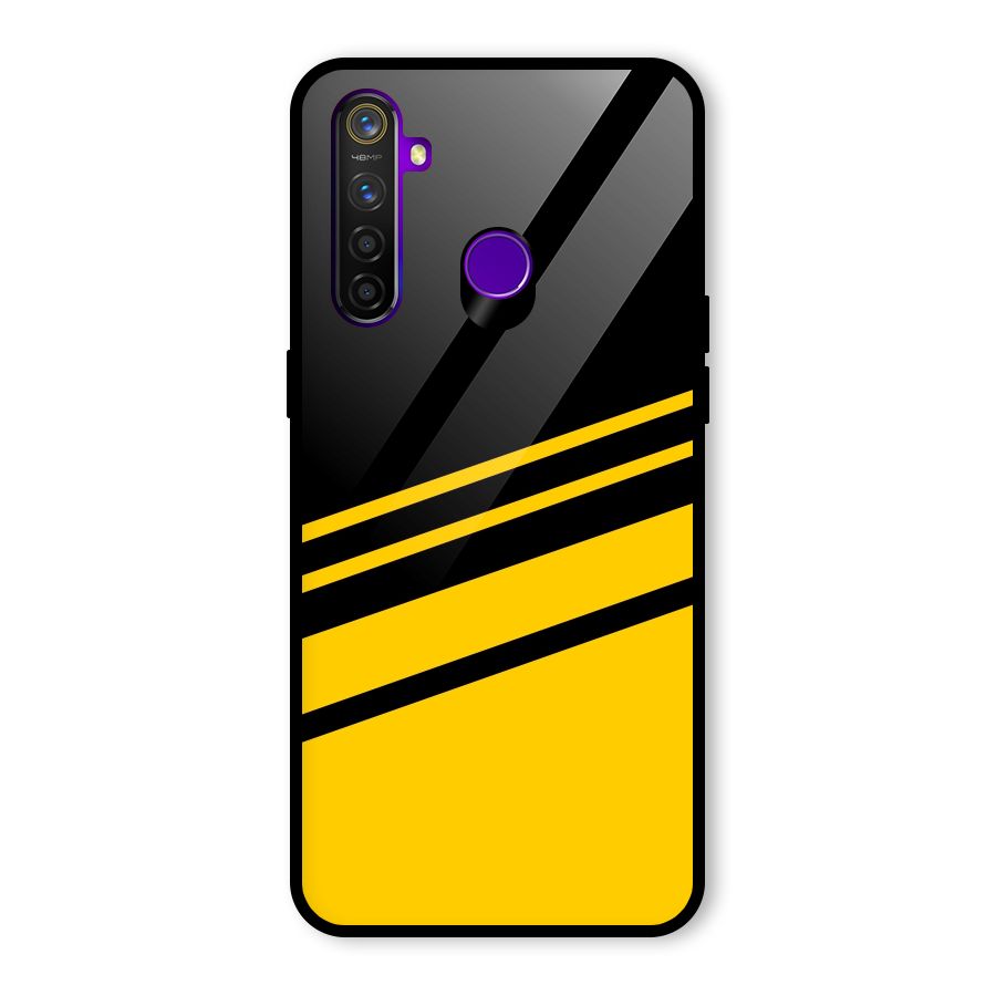 Slant Yellow Stripes Glass Back Case for Realme 5 Pro