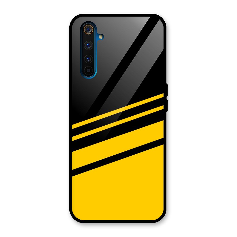 Slant Yellow Stripes Glass Back Case for Realme 6 Pro