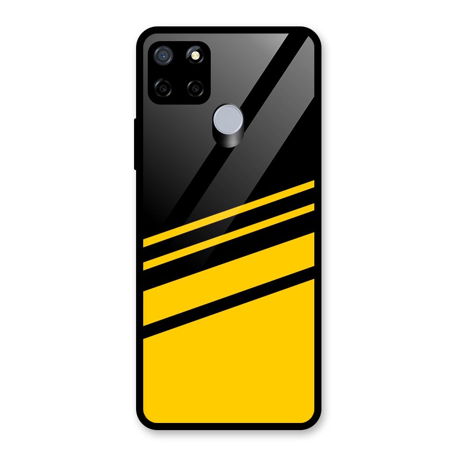Slant Yellow Stripes Glass Back Case for Realme C12