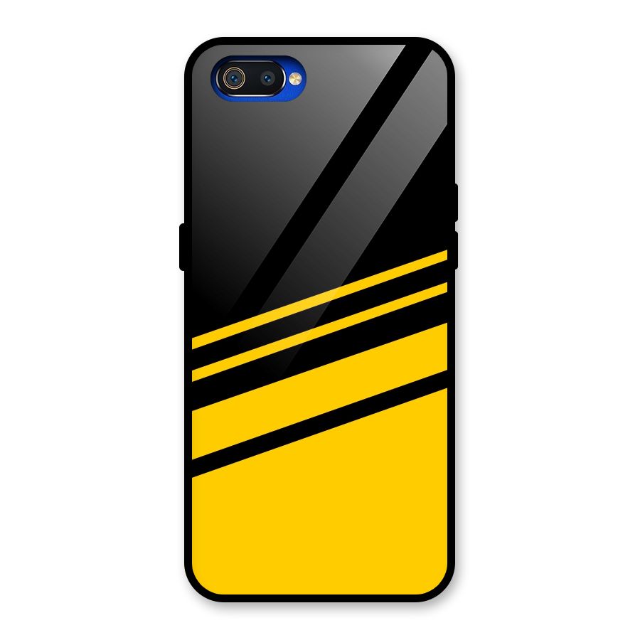 Slant Yellow Stripes Glass Back Case for Realme C2