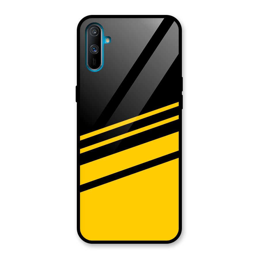 Slant Yellow Stripes Glass Back Case for Realme C3