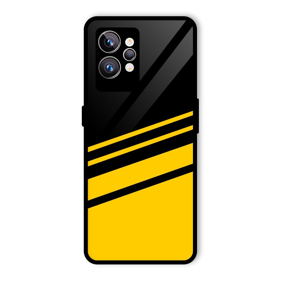 Slant Yellow Stripes Glass Back Case for Realme GT2 Pro