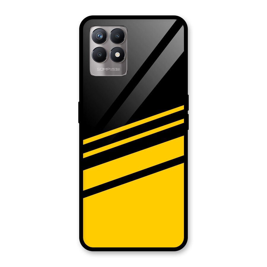 Slant Yellow Stripes Glass Back Case for Realme Narzo 50