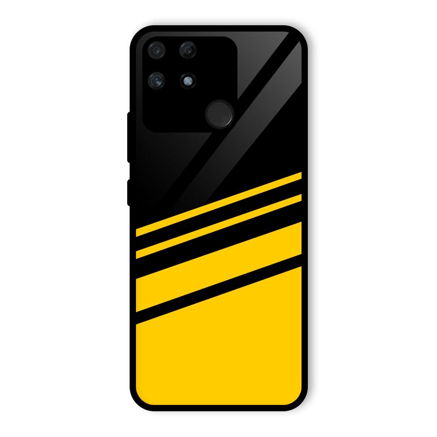 Slant Yellow Stripes Glass Back Case for Realme Narzo 50A