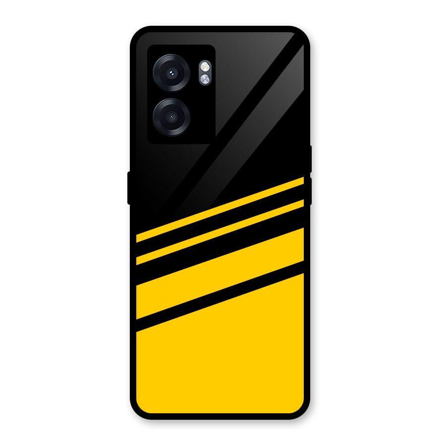 Slant Yellow Stripes Glass Back Case for Realme Narzo 50 5G