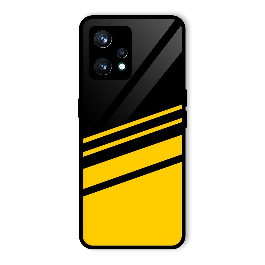 Slant Yellow Stripes Glass Back Case for Realme Narzo 50 Pro