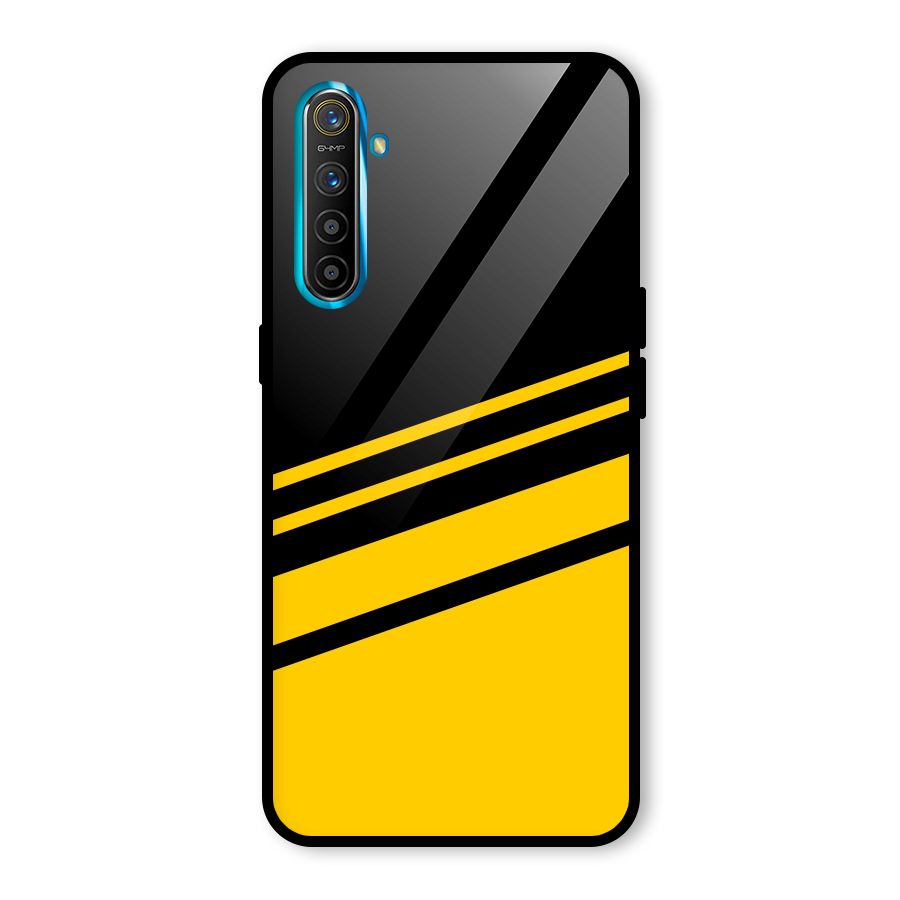 Slant Yellow Stripes Glass Back Case for Realme X2