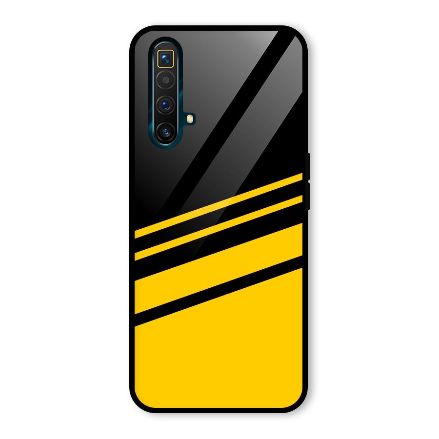 Slant Yellow Stripes Glass Back Case for Realme X3