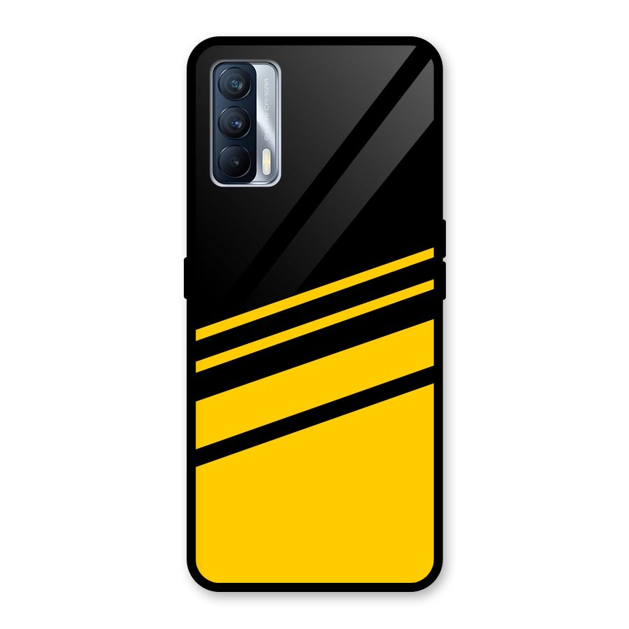 Slant Yellow Stripes Glass Back Case for Realme X7