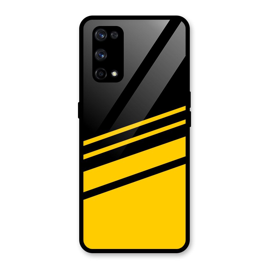 Slant Yellow Stripes Glass Back Case for Realme X7 Pro