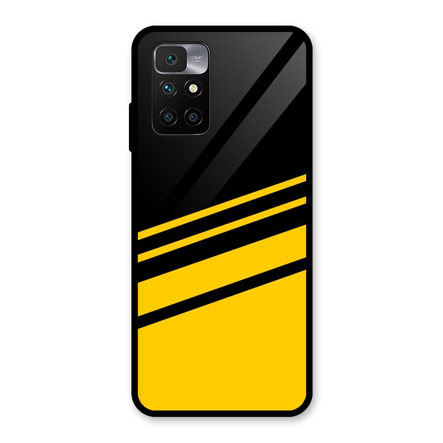 Slant Yellow Stripes Glass Back Case for Redmi 10 Prime