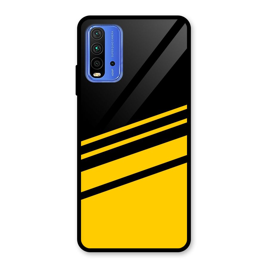 Slant Yellow Stripes Glass Back Case for Redmi 9 Power