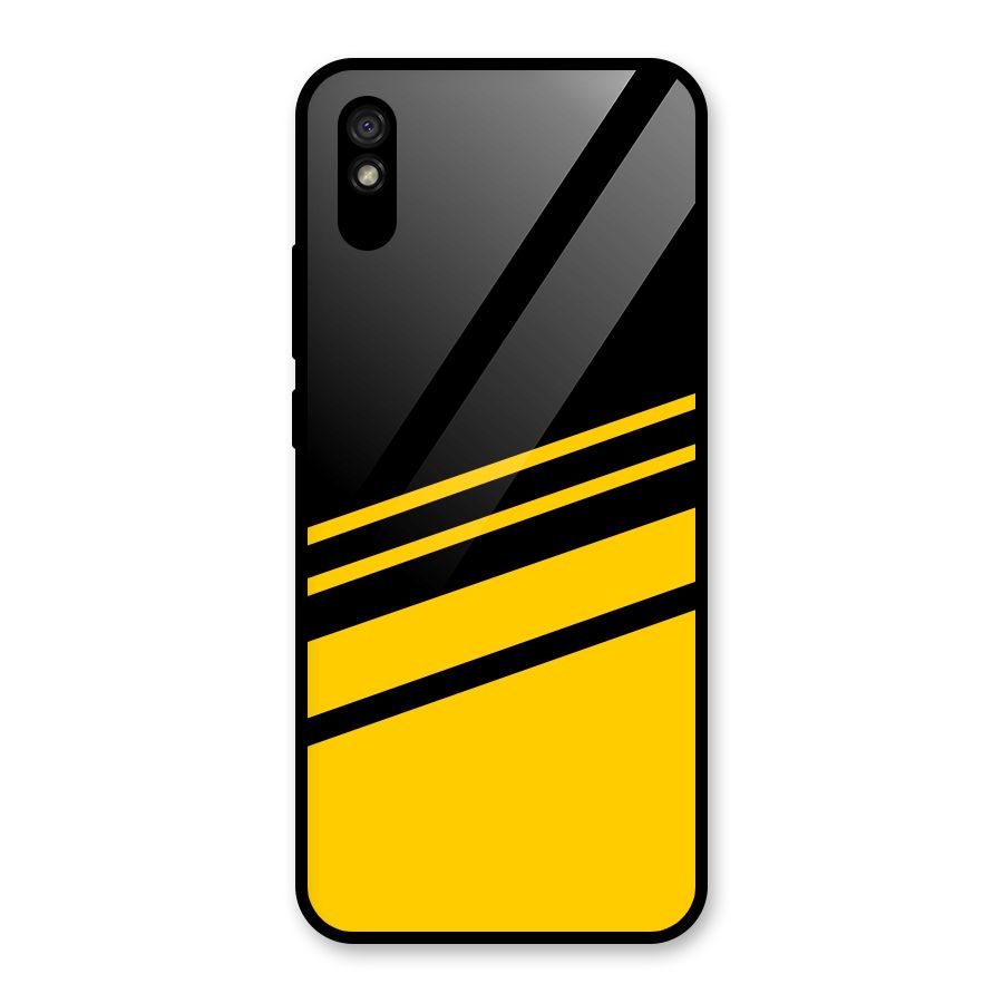 Slant Yellow Stripes Glass Back Case for Redmi 9i