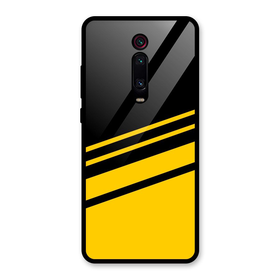 Slant Yellow Stripes Glass Back Case for Redmi K20 Pro