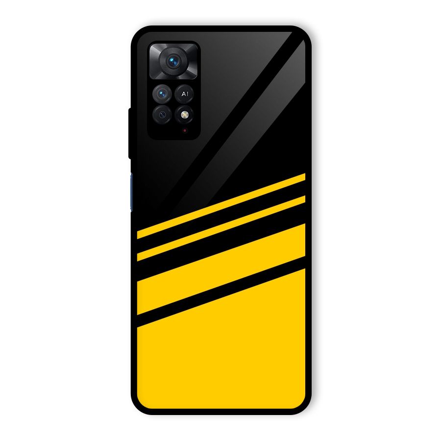 Slant Yellow Stripes Glass Back Case for Redmi Note 11 Pro