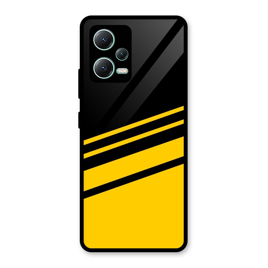 Slant Yellow Stripes Glass Back Case for Redmi Note 12 5G