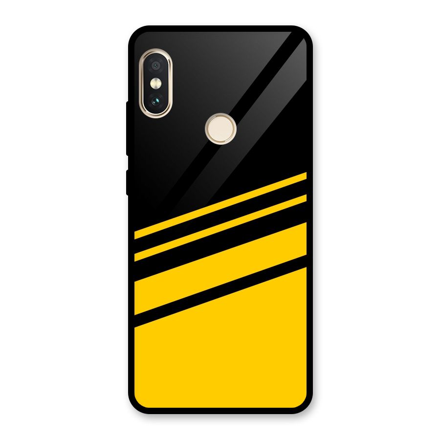 Slant Yellow Stripes Glass Back Case for Redmi Note 5 Pro