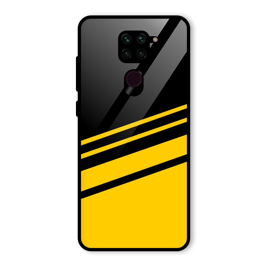 Slant Yellow Stripes Glass Back Case for Redmi Note 9