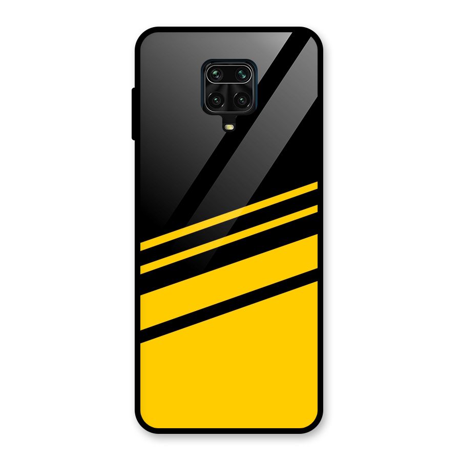 Slant Yellow Stripes Glass Back Case for Redmi Note 9 Pro