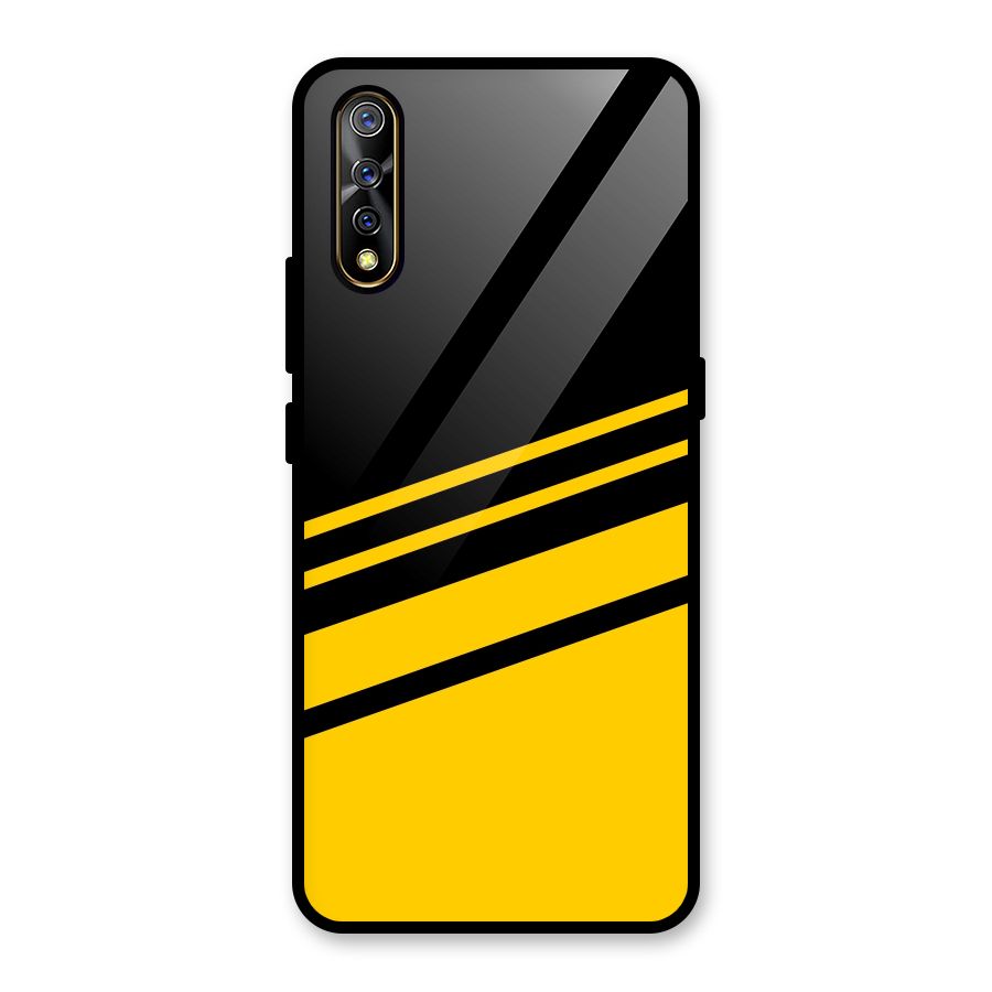 Slant Yellow Stripes Glass Back Case for Vivo S1