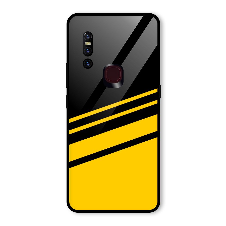 Slant Yellow Stripes Glass Back Case for Vivo V15