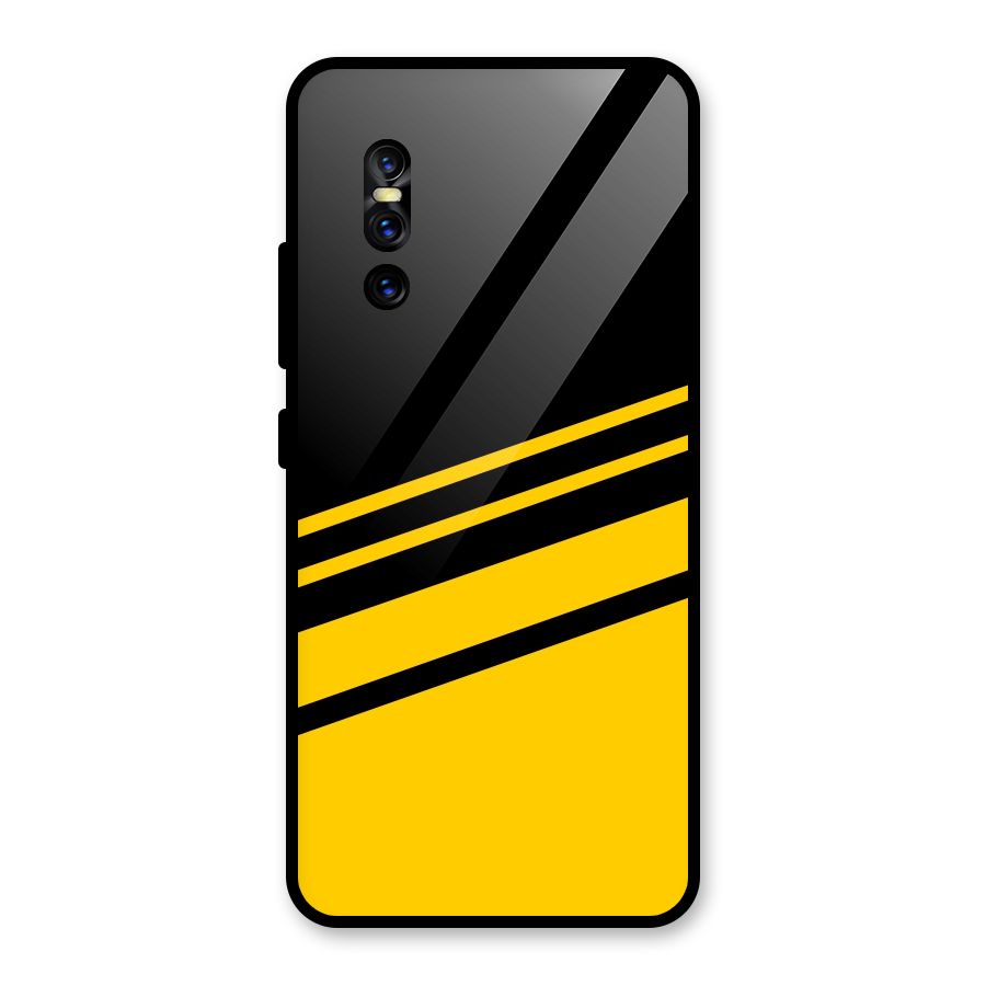 Slant Yellow Stripes Glass Back Case for Vivo V15 Pro