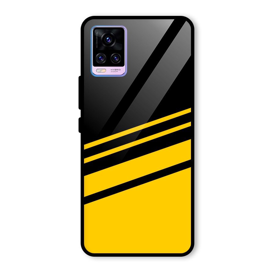 Slant Yellow Stripes Glass Back Case for Vivo V20 Pro