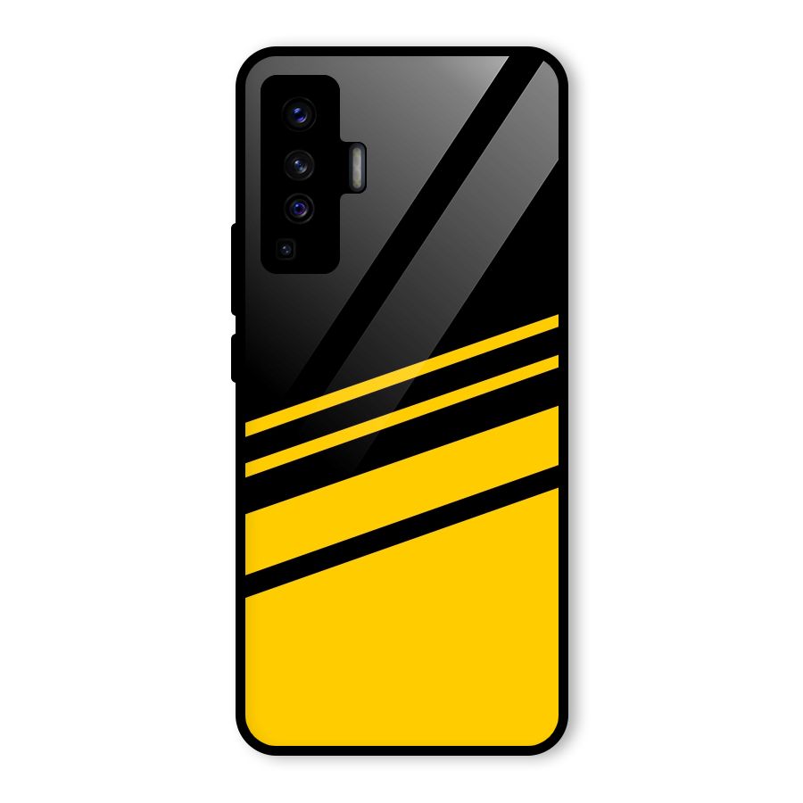 Slant Yellow Stripes Glass Back Case for Vivo X50