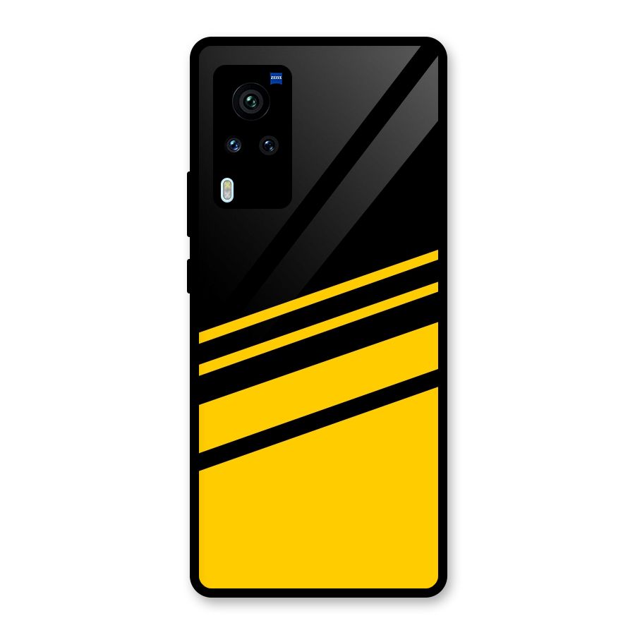 Slant Yellow Stripes Glass Back Case for Vivo X60 Pro