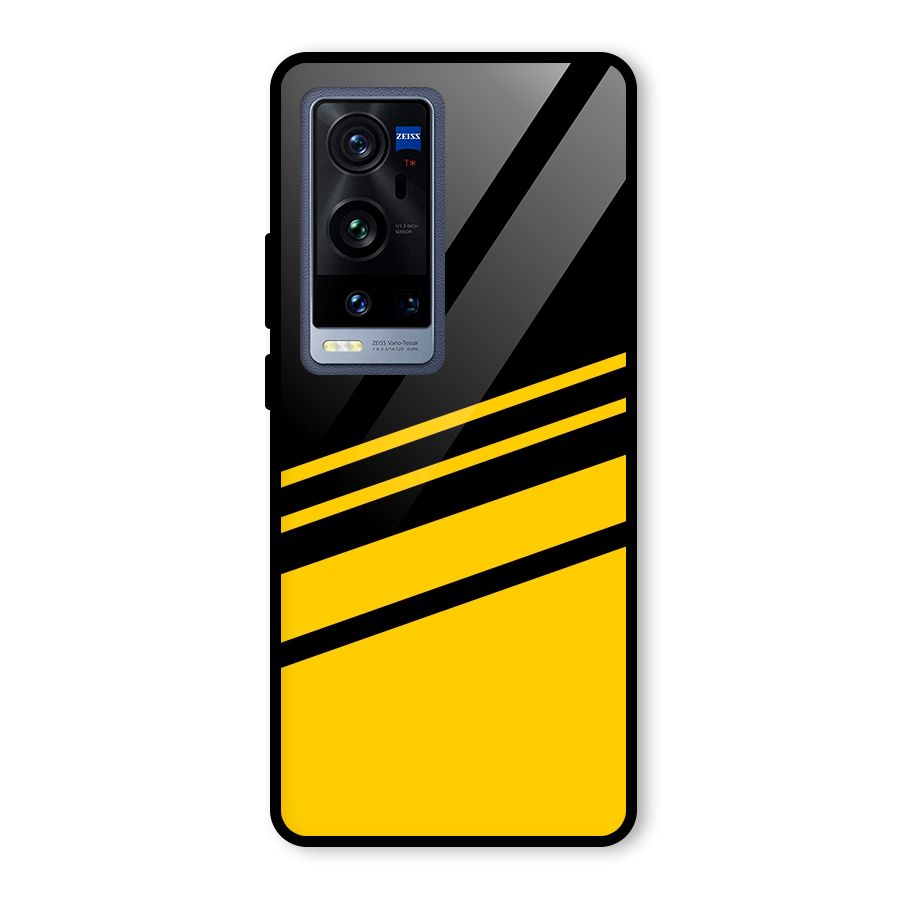 Slant Yellow Stripes Glass Back Case for Vivo X60 Pro Plus