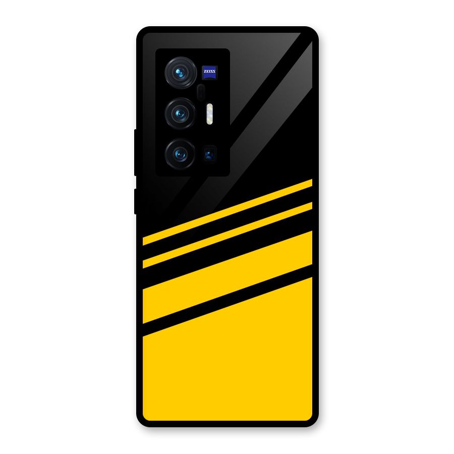 Slant Yellow Stripes Glass Back Case for Vivo X70 Pro Plus