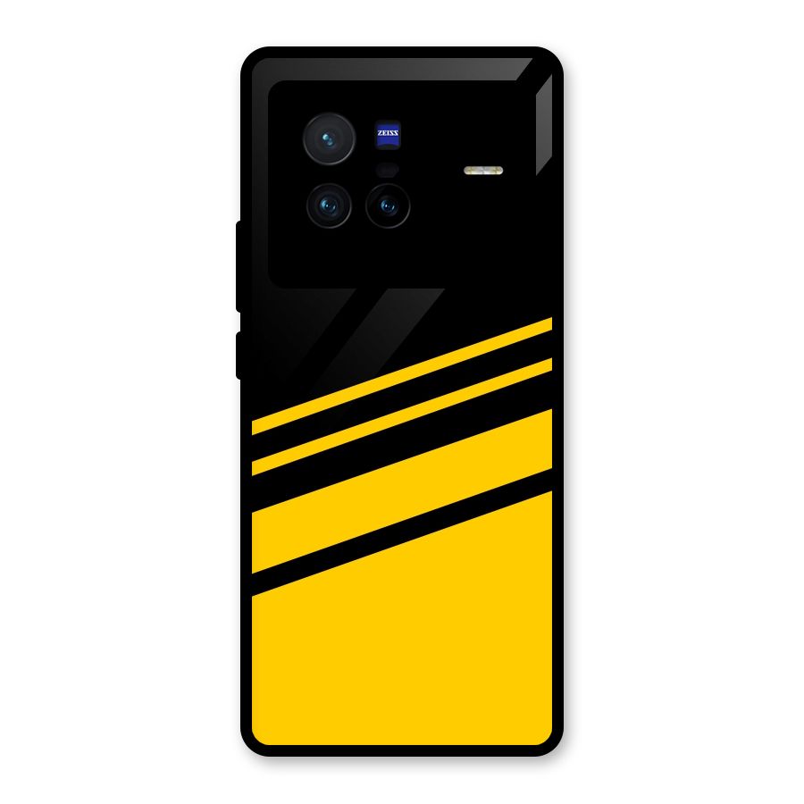 Slant Yellow Stripes Glass Back Case for Vivo X80