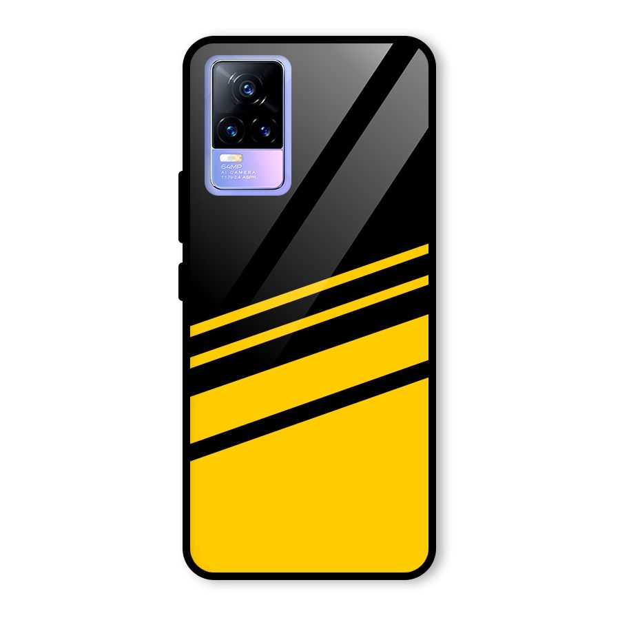 Slant Yellow Stripes Glass Back Case for Vivo Y73