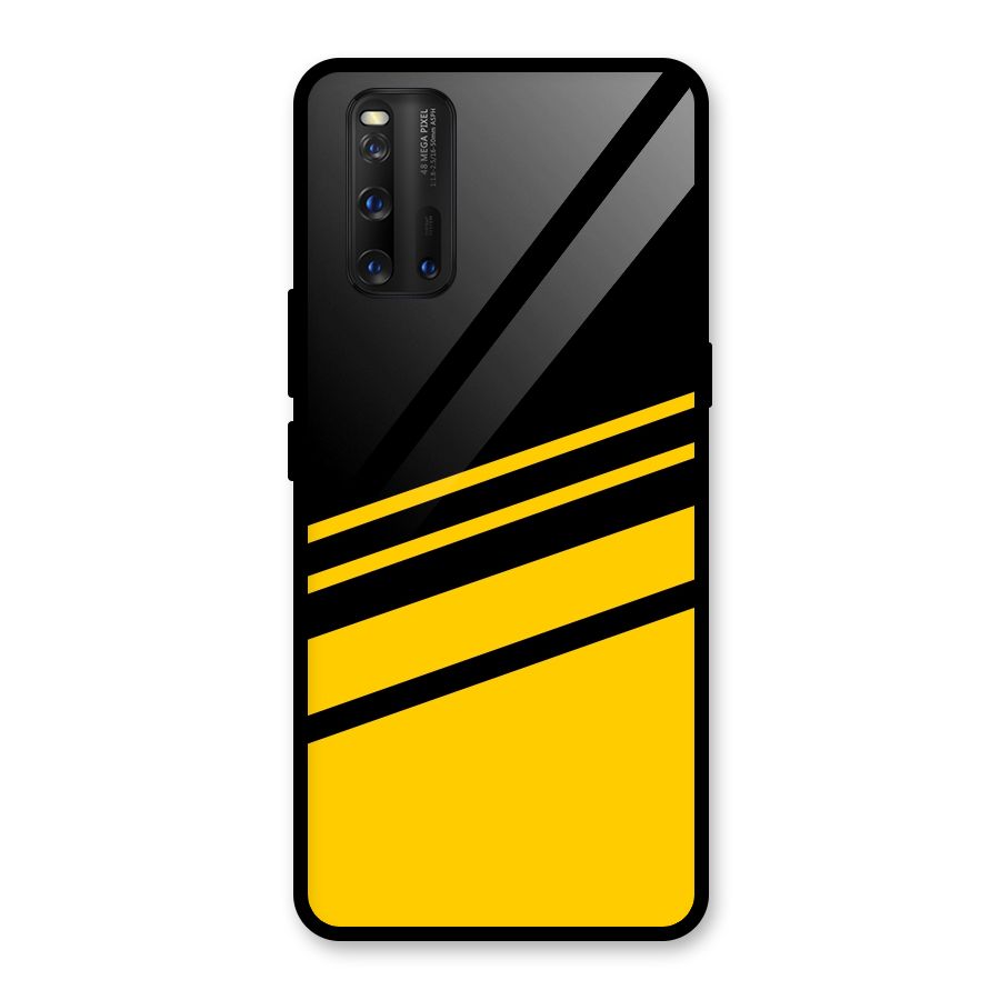 Slant Yellow Stripes Glass Back Case for Vivo iQOO 3
