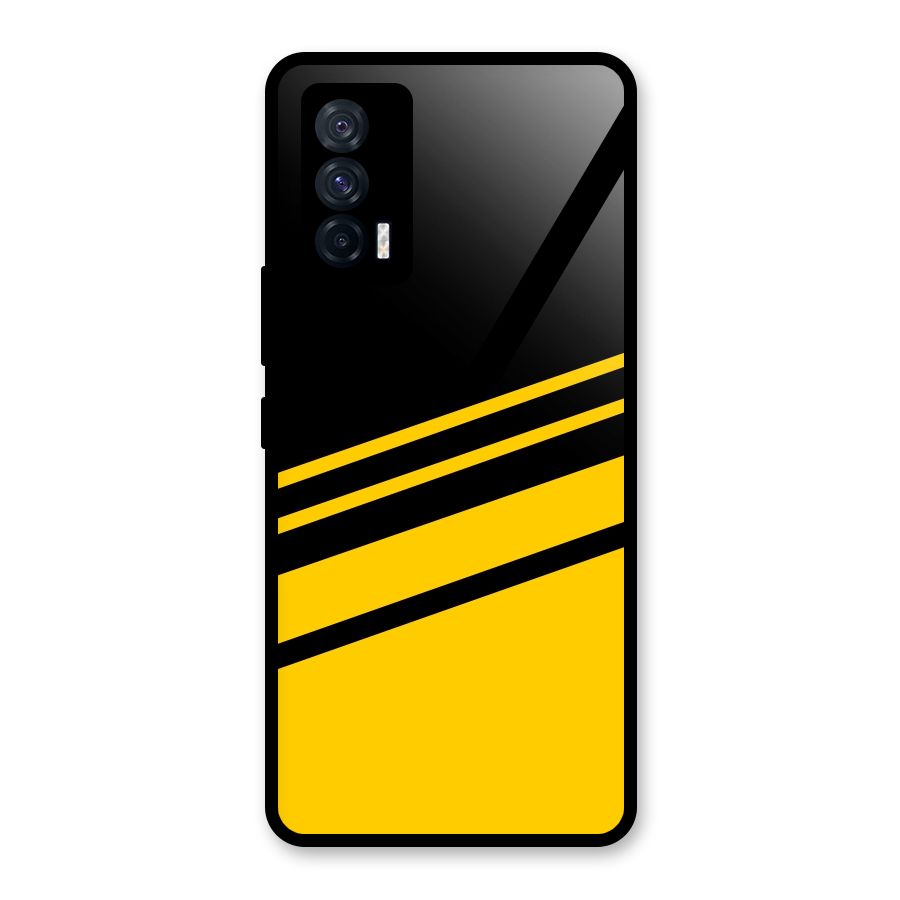 Slant Yellow Stripes Glass Back Case for Vivo iQOO 7 5G