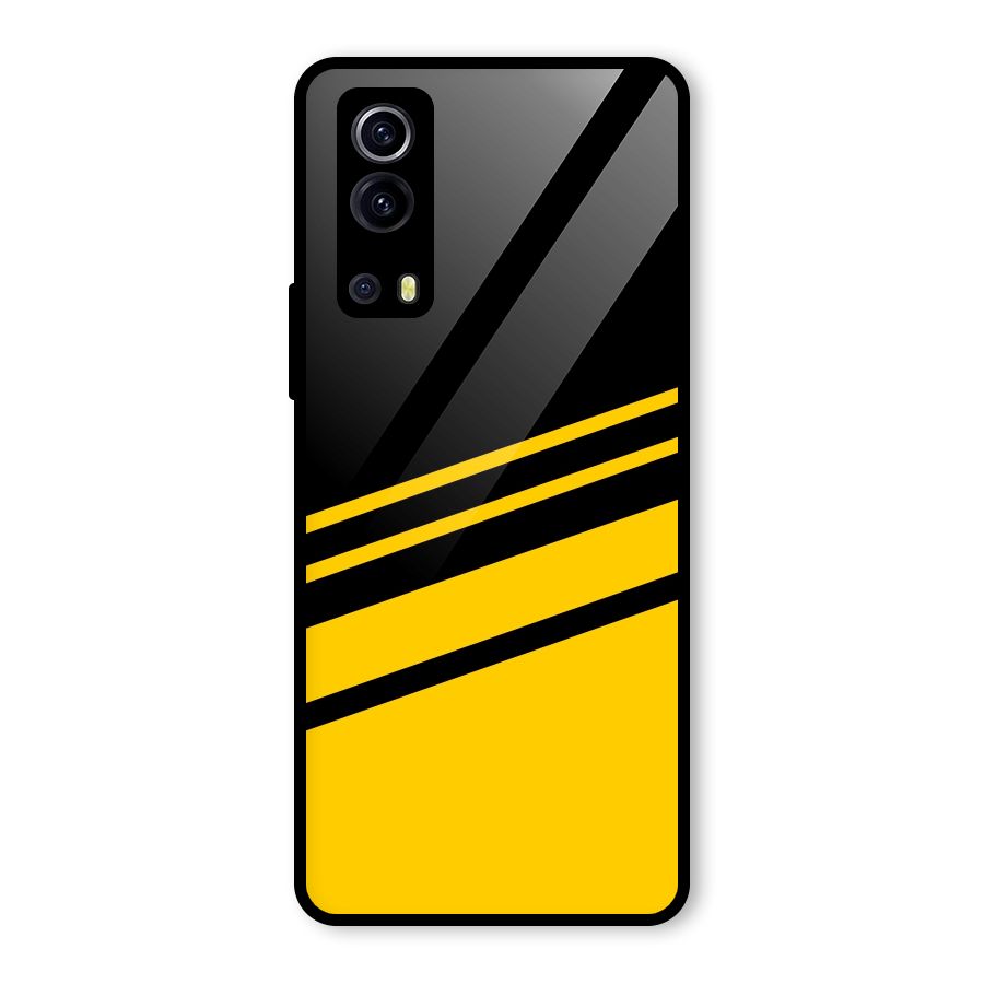 Slant Yellow Stripes Glass Back Case for Vivo iQOO Z3
