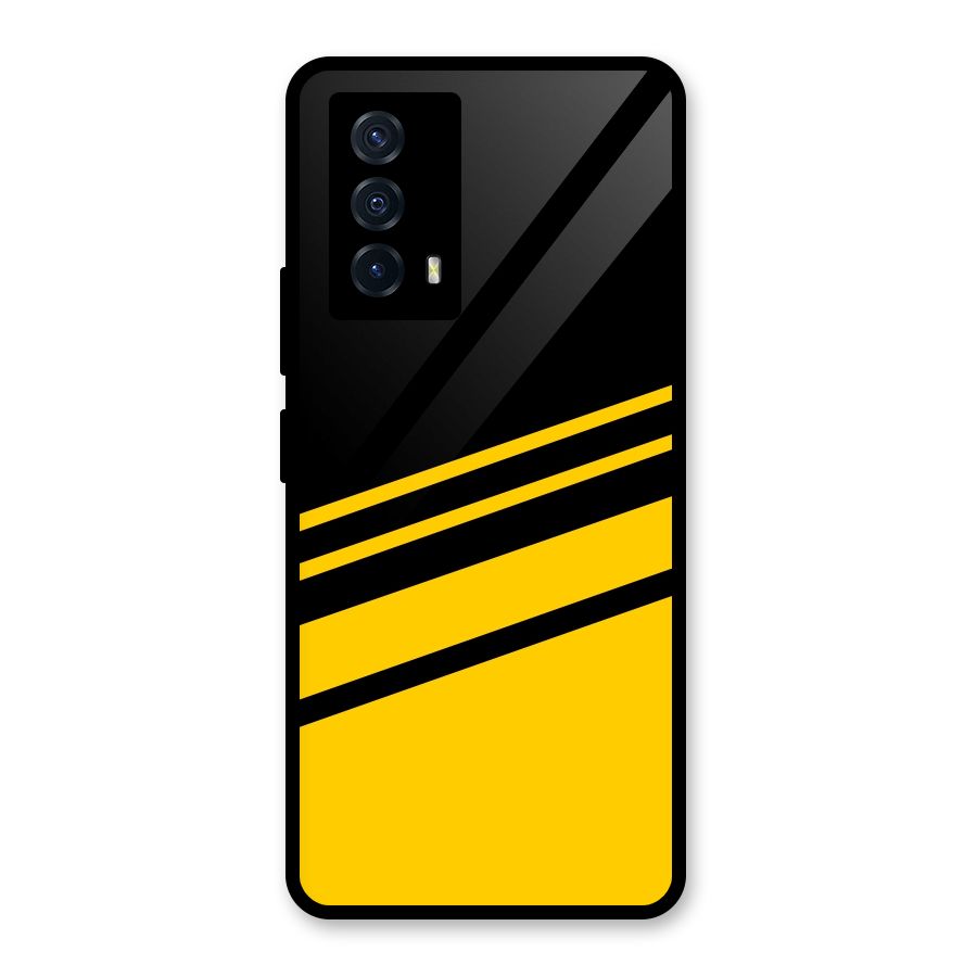 Slant Yellow Stripes Glass Back Case for Vivo iQOO Z5