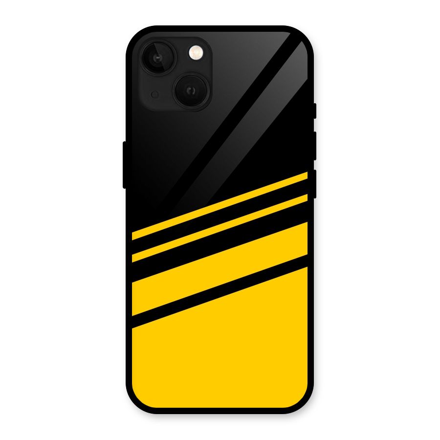 Slant Yellow Stripes Glass Back Case for iPhone 13