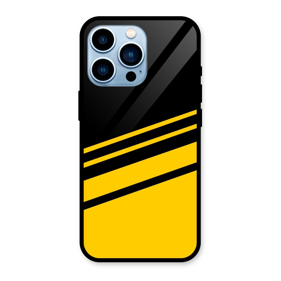 Slant Yellow Stripes Glass Back Case for iPhone 13 Pro