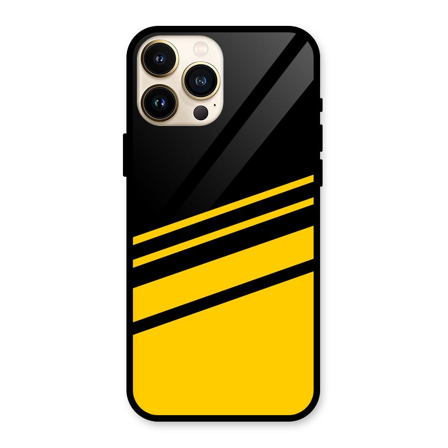 Slant Yellow Stripes Glass Back Case for iPhone 13 Pro Max