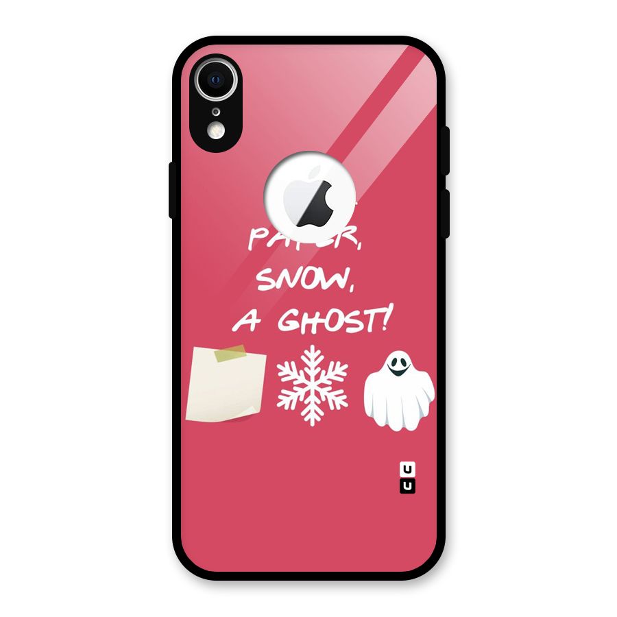 Snow Paper Glass Back Case for iPhone XR Logo Cut