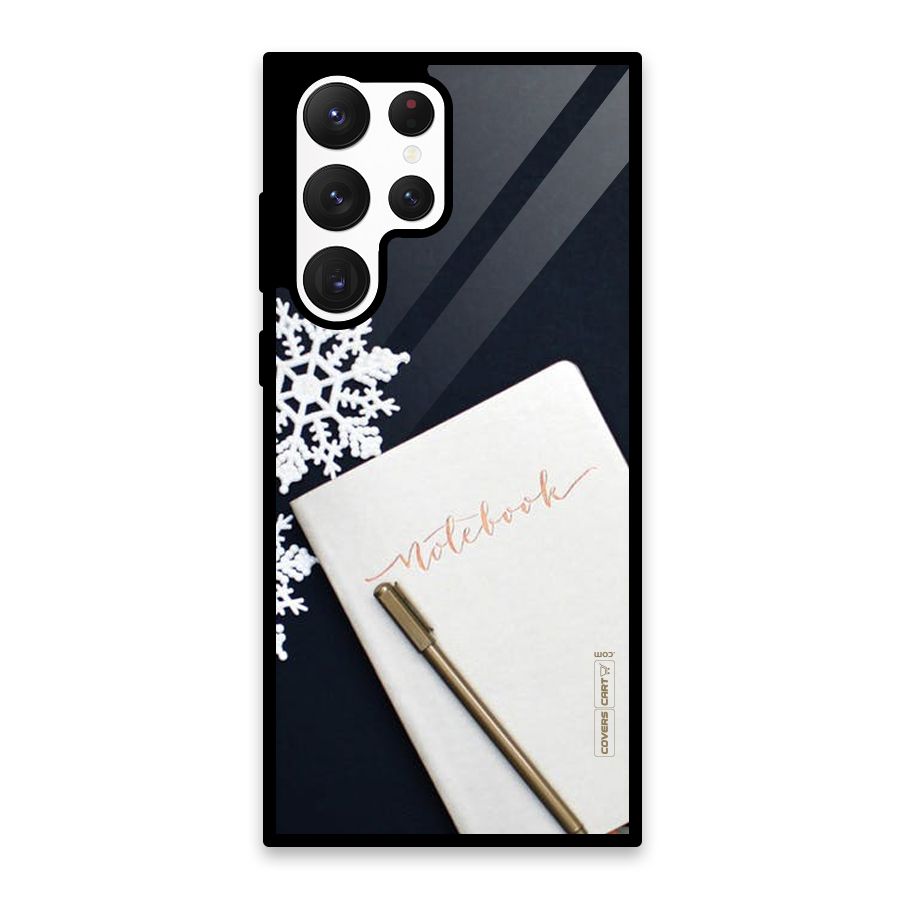 Snowflake Notebook Glass Back Case for Galaxy S22 Ultra 5G