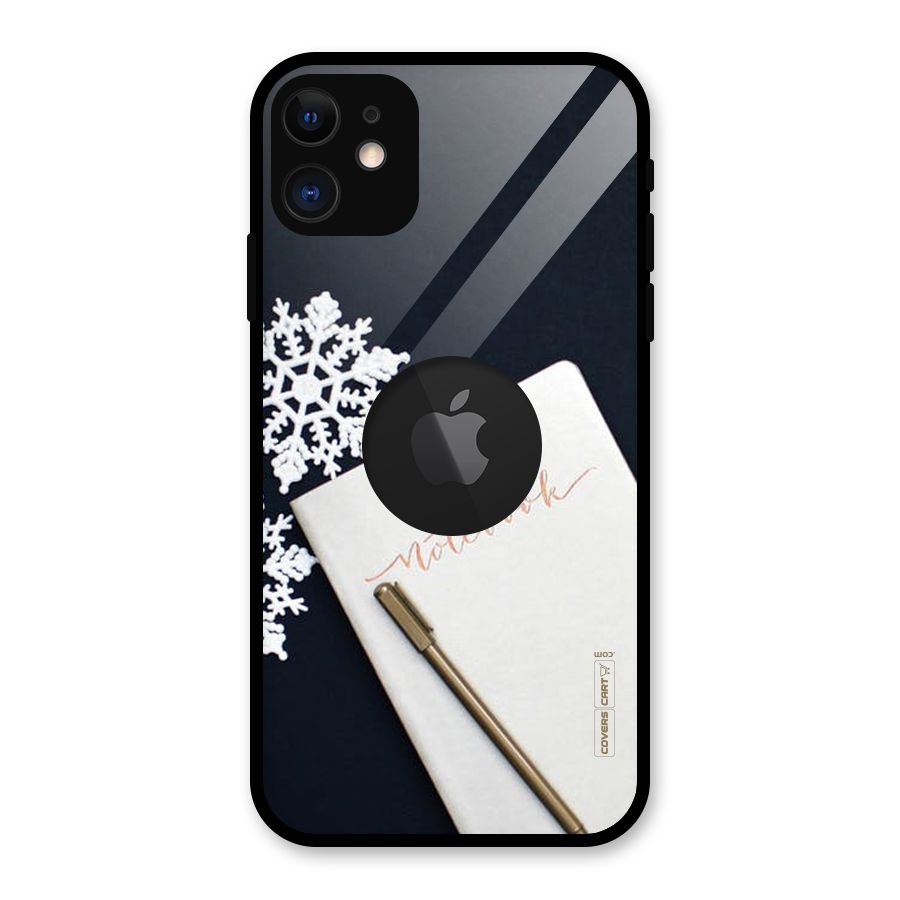 Snowflake Notebook Glass Back Case for iPhone 11 Logo Cut