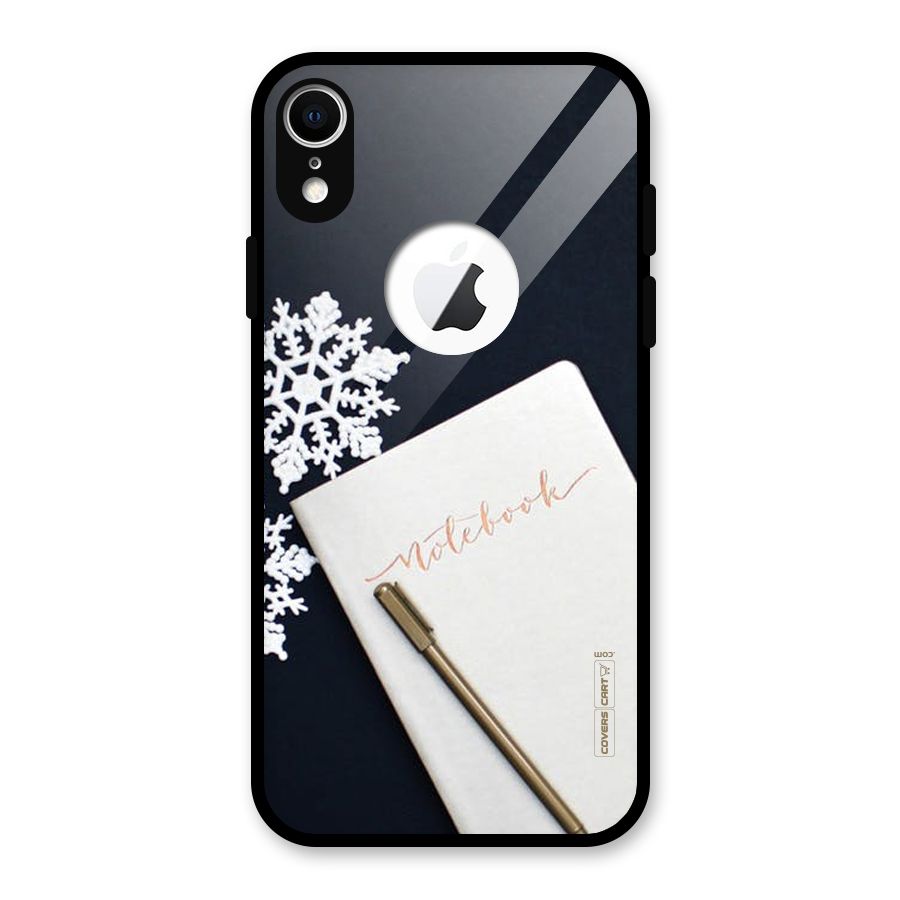 Snowflake Notebook Glass Back Case for iPhone XR Logo Cut