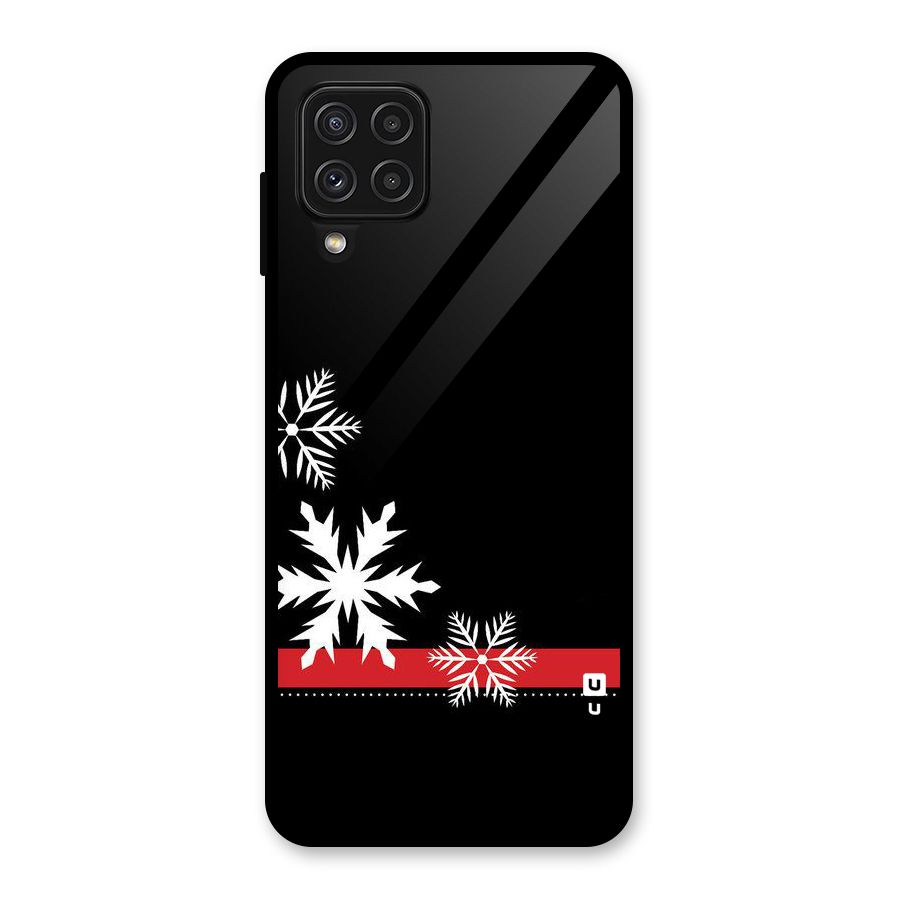 Snowflake Ribbon Glass Back Case for Galaxy A22 4G