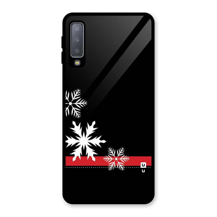 Snowflake Ribbon Glass Back Case for Galaxy A7 (2018)