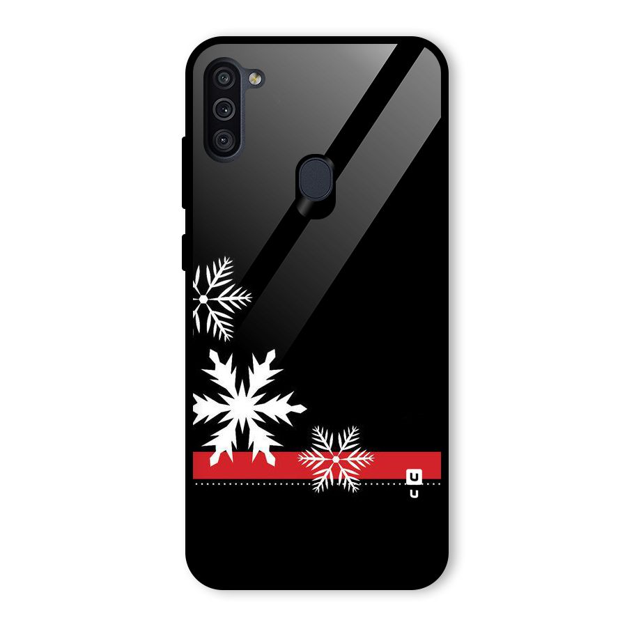Snowflake Ribbon Glass Back Case for Galaxy M11
