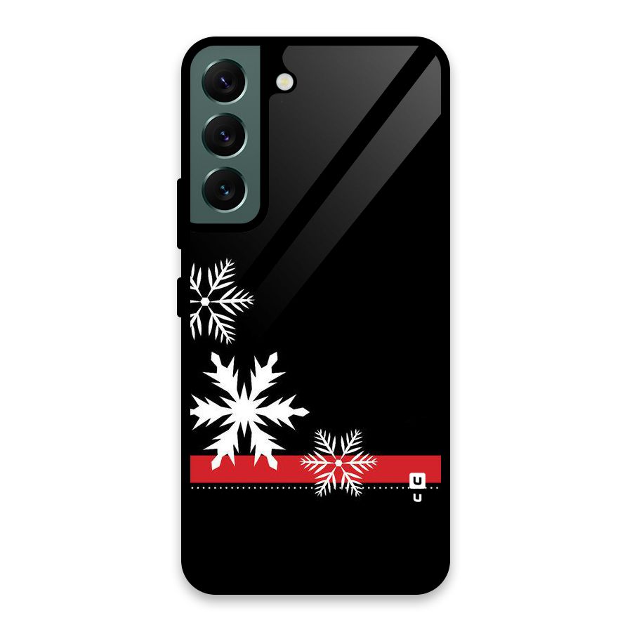 Snowflake Ribbon Glass Back Case for Galaxy S22 5G