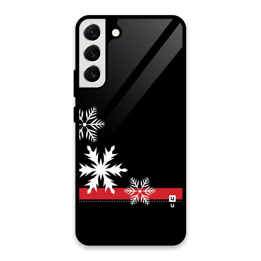 Snowflake Ribbon Glass Back Case for Galaxy S22 Plus 5G