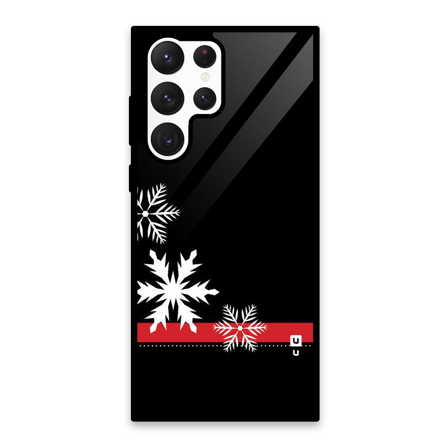 Snowflake Ribbon Glass Back Case for Galaxy S22 Ultra 5G